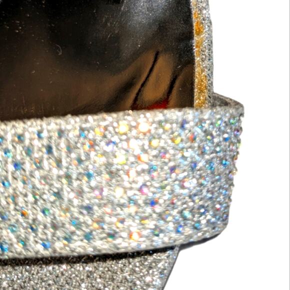 PIERRE DUMAS Silver Sparkle Formal Heels 10 Prom - Picture 10 of 10